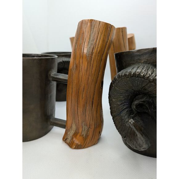 Grand Slam Sheep, 4 Vintage Carl Wagner Bronze Ram bighorn Mug; Signed Numbered - Picture 5 of 11